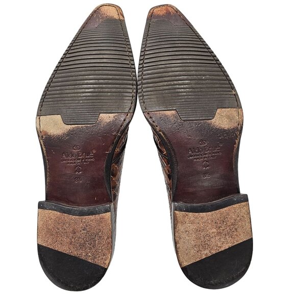 Exotic Python Snake skin Aldo Brue Italy Mens size 8.5 Brown Loafers Dress Shoes main image 12